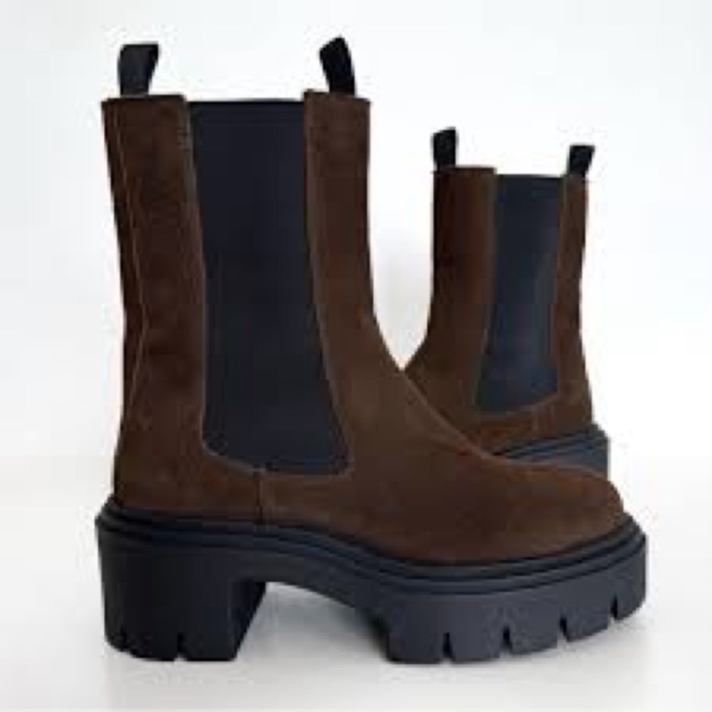 Steve Madden Brown Suede Chunky Lug Sole Platform Boot Wisteria Sz 5